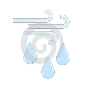 Realistic 3d design of weather forecast elements, icon symbol, meteorology. Decorative cute 3d blue rain and wind. Cartoon vector