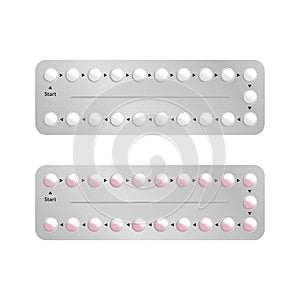 Realistic 3d Detailed Birth Control Pills Set. Vector