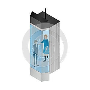 Realistic 3d Detailed Elevator or Lift with People Inside. Vector