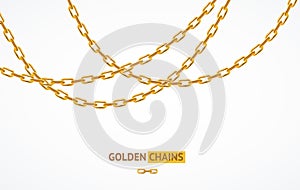 Realistic 3d Detailed Golden Chain Background Card. Vector