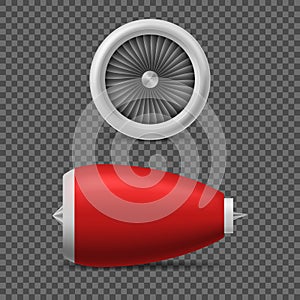 Realistic 3d Detailed Jet Engine Set. Vector