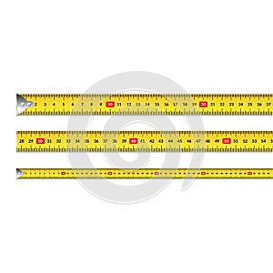 Realistic 3d Detailed Measuring Tape Set. Vector