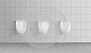 Realistic 3d Detailed Men Public Toilet. Vector