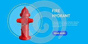 Realistic 3d Detailed Red Fire Hydrant Card. Vector