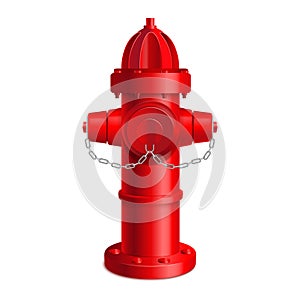 Realistic 3d Detailed Red Fire Hydrant. Vector