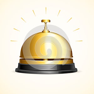 Realistic 3d Detailed Shiny Metallic Golden Reception Bell. Vector