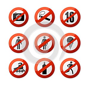 Realistic 3d Detailed Stop Signs Icons Set. Vector