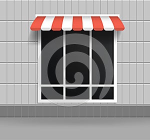 Realistic 3d Detailed Store Building Facade Window. Vector