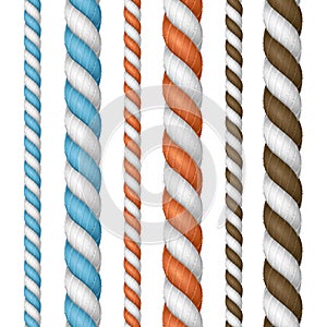 Realistic 3d Detailed Thickness Rope Line Set. Vector
