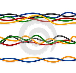 Realistic 3d Detailed Wire Cable Color Set. Vector