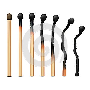 Realistic 3d Detailed Wooden Match Stick Set. Vector