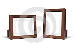 Realistic 3D empty frames of wenge wood. Vector design element.