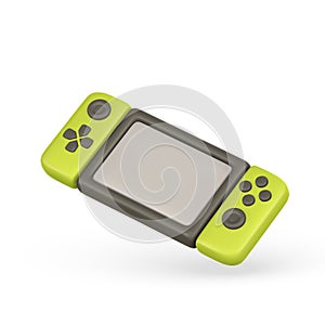 Realistic 3d game console in cartoon style. Pocket device for video games. Vector illustration