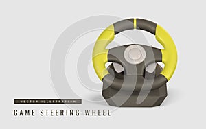 Realistic 3d game steering wheel. Game stick, controller, video game console. Game concept. Vector illustration