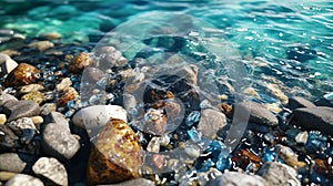 Realistic 3d Glassy Water With Rocks And Ripples - Tilt-shift Photography Style