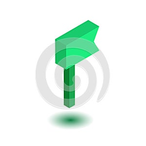 Realistic 3d green isometric color map pin pointer icon isolated on white background. Vector