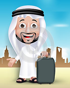 Realistic 3D Handsome Saudi Arab Man Wearing Thobe