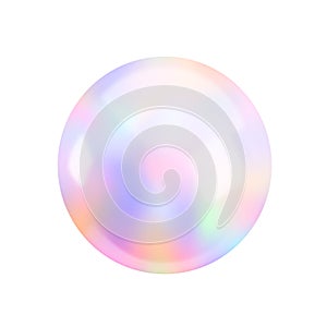 Realistic 3d holographic rainbow sphere. Abstract Vector glossy fiery gradient ball, Iridescent round shape render.