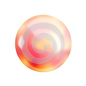 Realistic 3d holographic red and orange sphere. Abstract Vector glossy fiery gradient ball, Iridescent flamy round shape