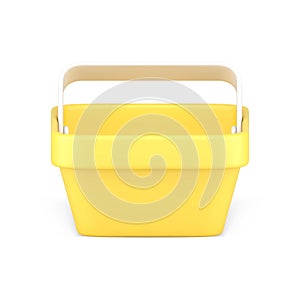Realistic 3d icon yellow glossy shopping cart grocery goods buying isometric vector illustration