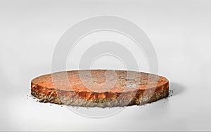 Realistic 3D Illustration circle soil ground cross section with earth land