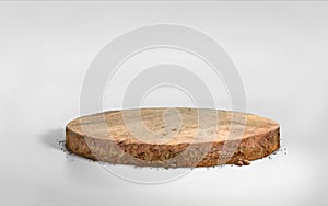 Realistic 3D Illustration circle soil ground cross section with earth land on white