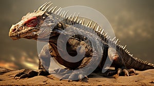 Realistic 3d Image Of Scelidosaurus With Scorpion Tail In Desert