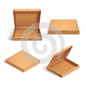 Realistic 3d isometric pizza cardboard box