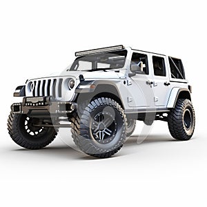 Realistic 3d Jeep Wrangler On White Isolated Background