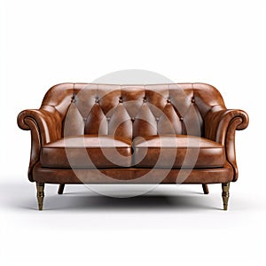 Realistic 3d Leather Sofa With Humorous Tone - Detailed Rendering