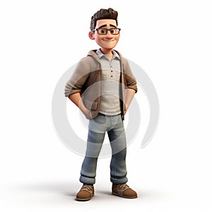 Realistic 3d Male Character In Glasses With Crossed Arms