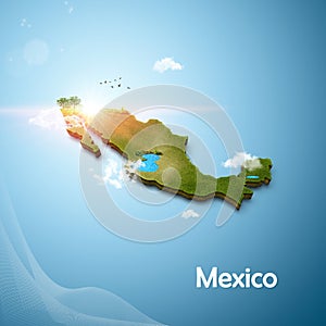 Realistic 3D Map of Mexico