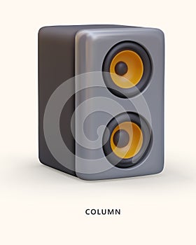 Realistic 3d music column. Music player and sound amplification device