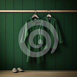 Realistic 3d Pajamas Mockup On Dark Green Background