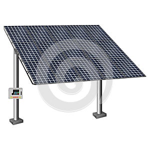 Realistic 3D photovoltaic module isolated on transparent background. Vector illustration of solar panel for alternative
