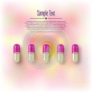 Realistic 3d pills. Pharmacy, antibiotic, vitamins, tablet, capsule. Medicine. Vector illustration of the Tablets and