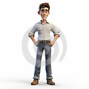 Realistic 3d Pixar Male Cartoon Character With Shirt On