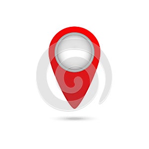 Realistic 3d pointer of map. Red map marker icon in vector