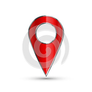 Realistic 3d pointer of map. Red map marker icon in vector. Vector illustration