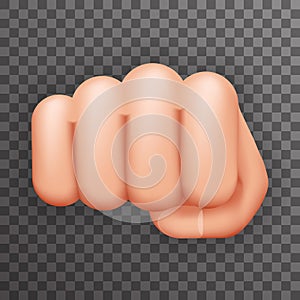 Realistic 3d Punch Fist Hand Palm Icon Social Power Courage Determination Symbol Concept Flat Design Vector Illustration