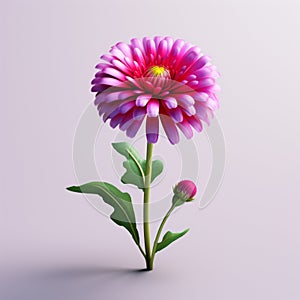 Realistic 3d Purple Dahlia Flower: Surrealism Art With Mario Game Influence