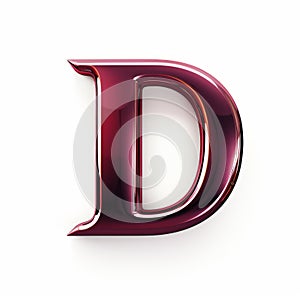 Realistic 3d Red Letter D On White Background