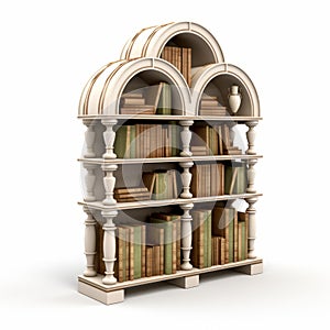 Realistic 3d Render Of Beige Ottoman Era Bookcase