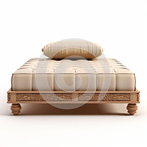 Realistic 3d Render Of Beige Ottoman Style Bed