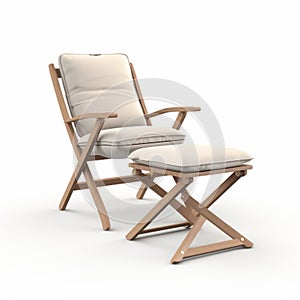 Realistic 3d Render Of Beige Outdoor Patio Chair And Ottoman