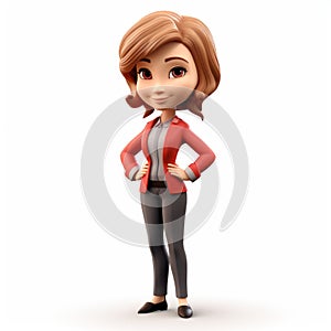 Realistic 3d Render Of Cartoon Girl In Business Suit