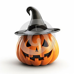 Realistic 3d Render Of Cute Yom Kippur Jackolantern With Vampire Hat