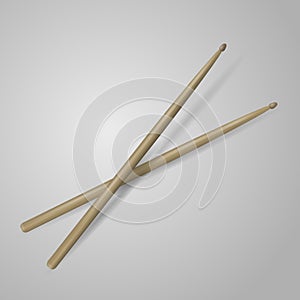 Realistic 3d render of drum sticks. illustration on white background