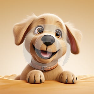 Realistic 3d Render Of A Happy Baby Golden Retriever