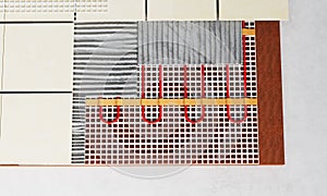 Realistic 3d render underfloor heating. Electric floor heating system